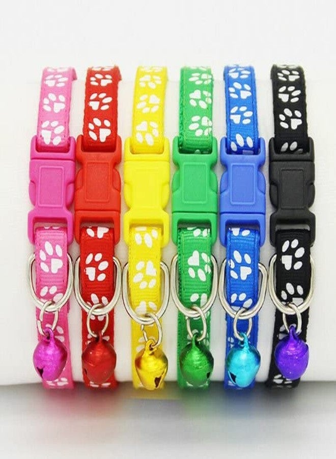 Pups&Pets Footprint Cat Collar with Bell Basic Dog Cat Collar Buckle Adjustable Polyester Cat Dog Collar Quick Release and Breathable Collar 10 MM (Red Color) - Image 5